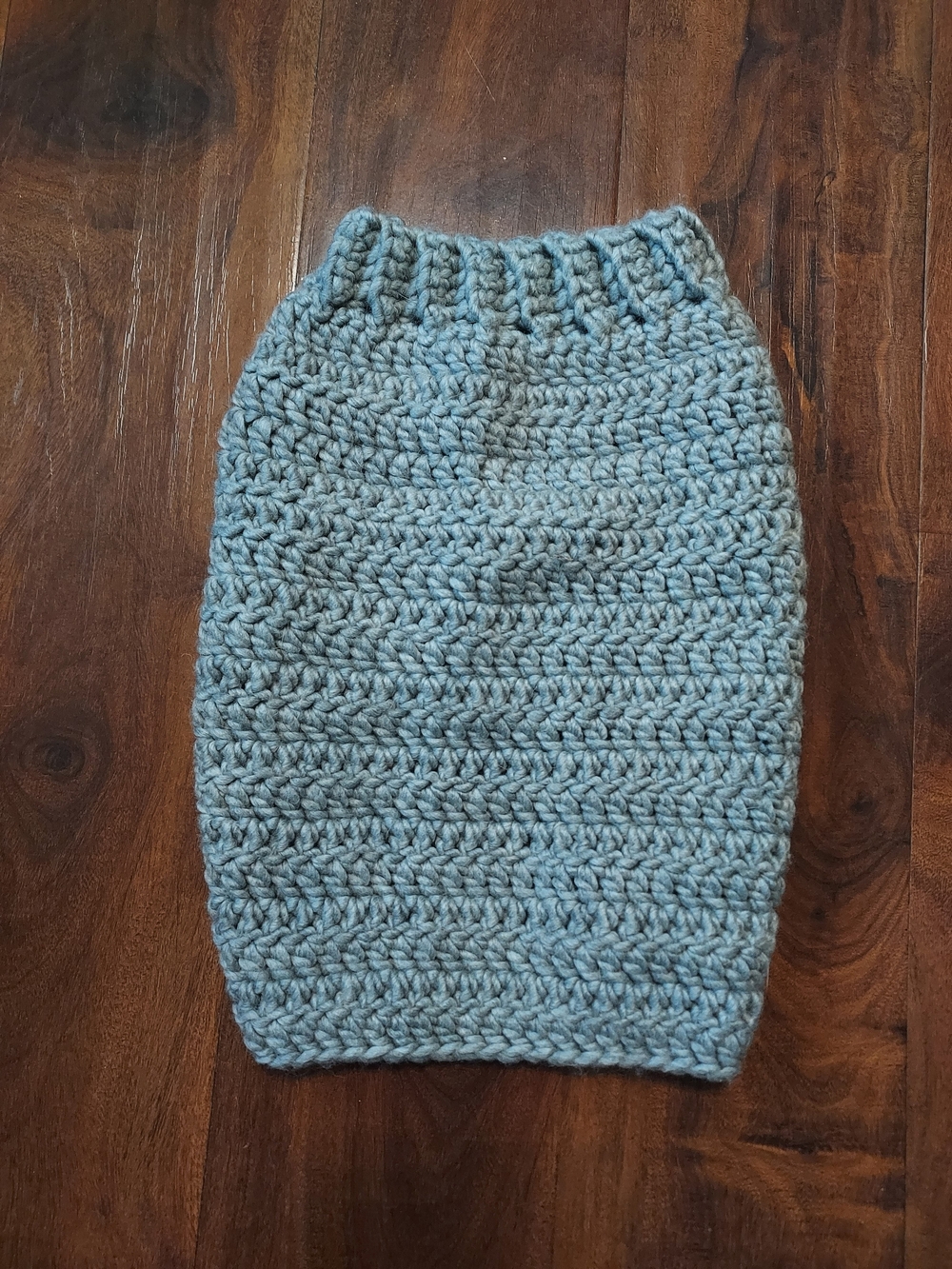 Cozy Light Blue Crochet Dog Sweater - Elastic Neck